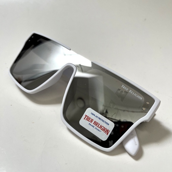 New Original TRUE RELIGION Oversized Square Shield Sunglasses Acetate White - Picture 6 of 6